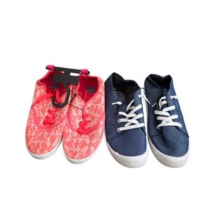 NEW casual lace-up designer sneakers for women, size 9, 2 pairs for $15.